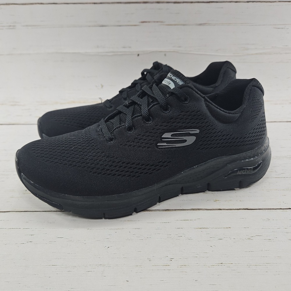 Skechers Arch Fit Big Appeal Womens 8.5 Wide Black Athletic Shoes Sneakers